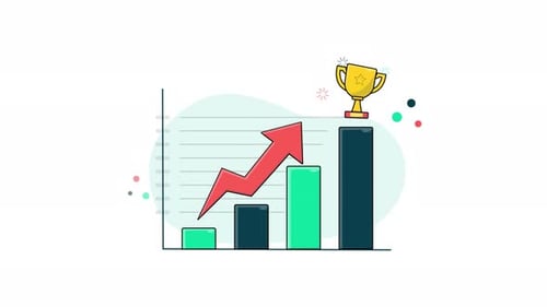 4k Business Success Graph. Business Object Concept Animation Video