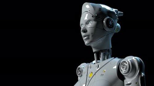 Android woman looking into the distance. has an alpha channel