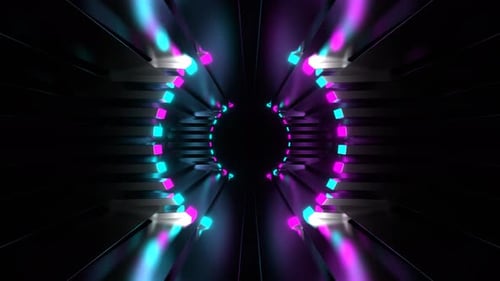 Cyan And Pink Neon Ellipsed Tunnel Background Vj Loop In 4K