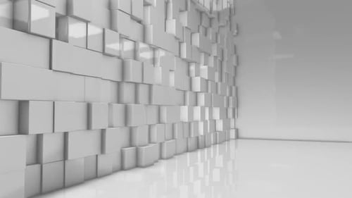Modern 3D white cubes wall background for tech presentations