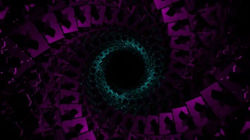 Pink And Cyan Spiral Cubic Tunnel Background Vj Loop In HD