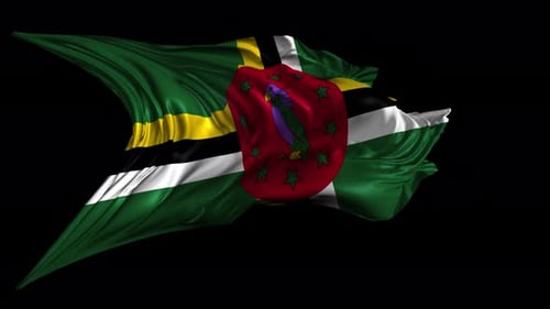 Realistic Waving Dominica Flag Loop Animation