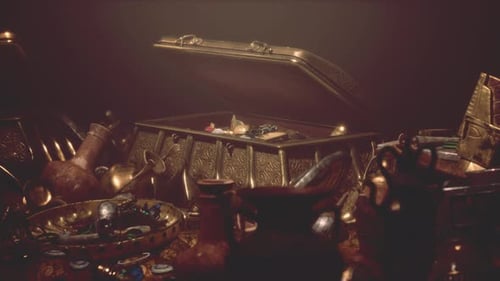 Golden Coins and Vintage Treasure Chest