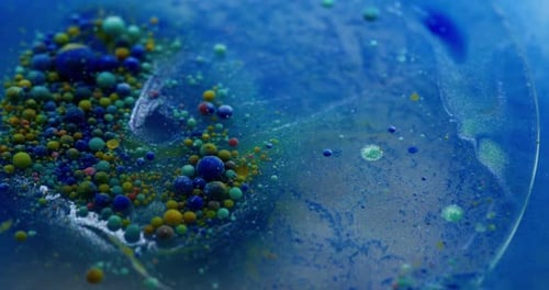 Abstract Spheres and Globules on Blue Backdrop