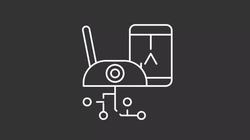 Animation en ligne blanche du système de navigation GPS à écran tactile RV