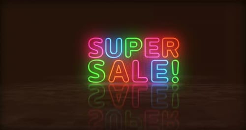 Colorful Neon Super Sale Text Loop