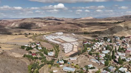 Aerial View Of Mountainside Salt Pans 2