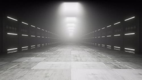 Looped camera movement through a concrete tunnel.