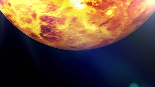 Rotating Fiery Planet in Deep Space Animation