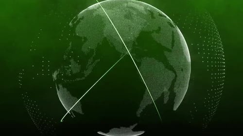 Green globe with lines and dots