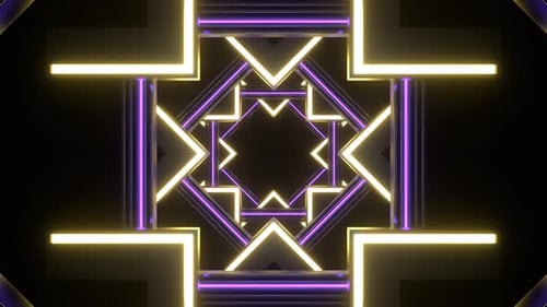 Yellow And Purple Neon Light Abstract Shape Background Vj Loop In 4K