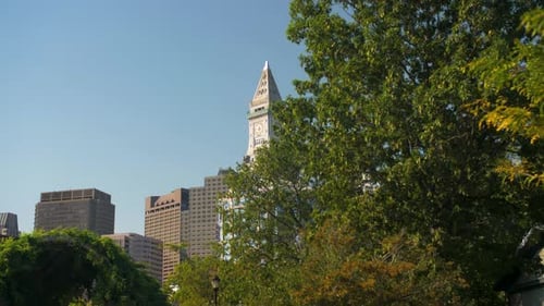 Downtown Boston Skyline From Park