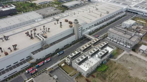 Solar power station on factory rooftop