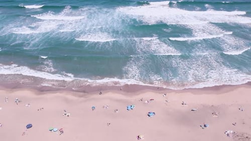 Aerial View of Crashing Waves and Blue Sea Water Surface Texture Bulgaria