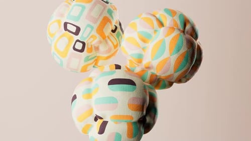Colliding cloth balloon balls 3d render video