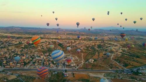 Aerial Video Captured Against the Canvas of the Cappadocian Sky This Video Showcases the Enchanting