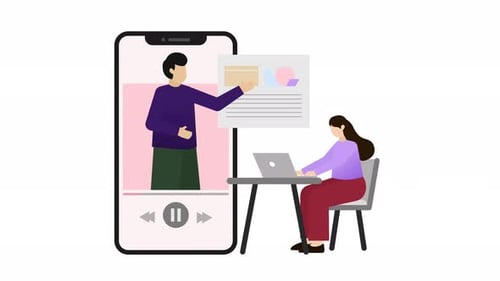 Flat Design Online Education Mobile Learning Animation