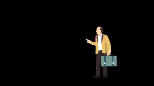 2d Character Man with Briefcase Alpha Channel