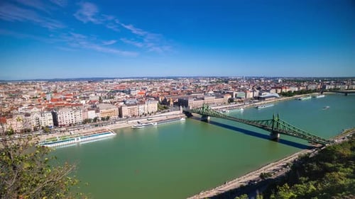 Wide angle timelapse video of the Danube river in Budapest, Hungary
