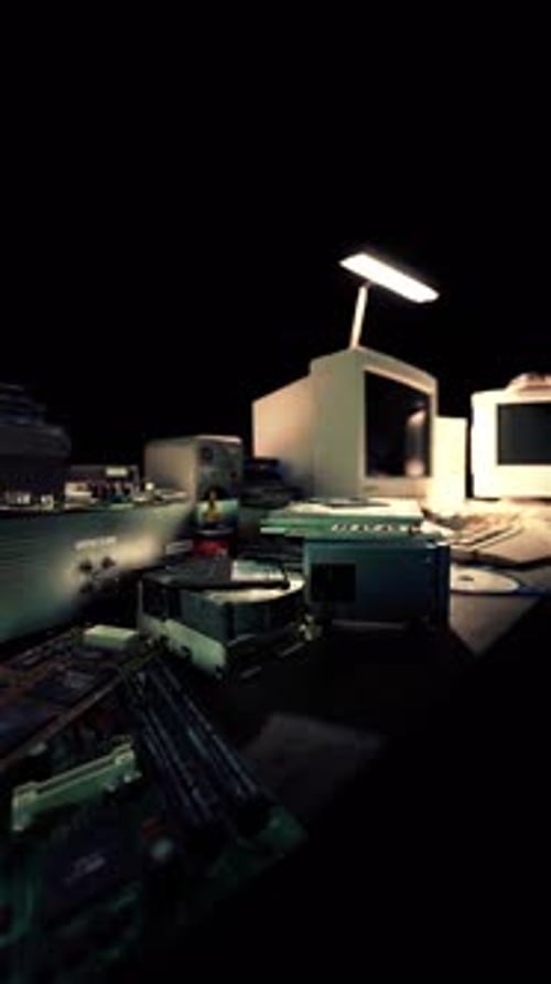 Retro Technology Components Scan Animation