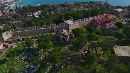 Aerial Video A Day at Alanya Castle with Stunning Views of the Mediterranean Sea and Coastline
