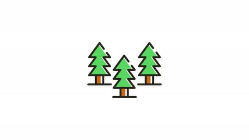 Animated Flat Design Forest Pine Trees Icon