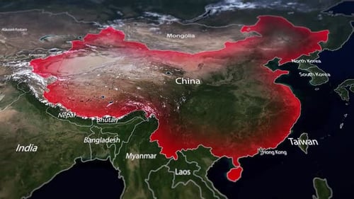 3D Map Animation of China with Highlighted Borders