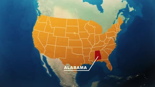 United States Map Animation – Alabama State Highlight