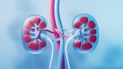 Kidney with biology and health care concept