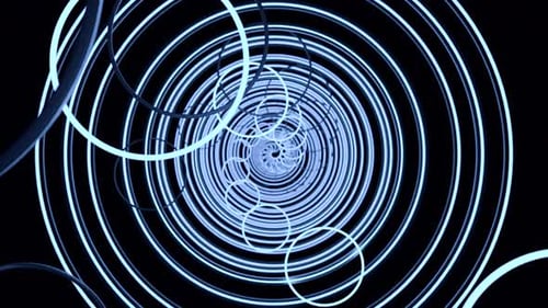 Abstract Tunnel Vortex of Glowing Blue Rings Design