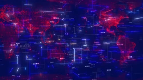 Red World Map Futuristic Backgroumd