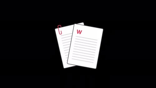 Animated Document Icons with Paperclip Flat Design