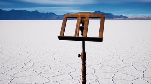 an Old Music Stand is on White Salt Desert