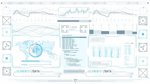 Tela de alta tecnologia para trabalhar com transferência e armazenamento de dados