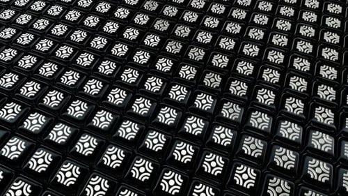 Abstract Geometric Pattern with Rotating Glossy Tiles Background Loop