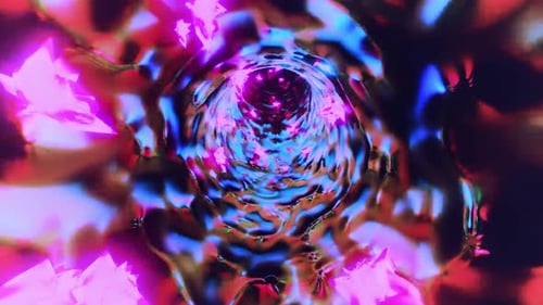 Abstract Fluid Tunnel with Glowing Shapes Loop Background