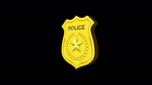 Animated Gold Police Badge Rotating Emblem