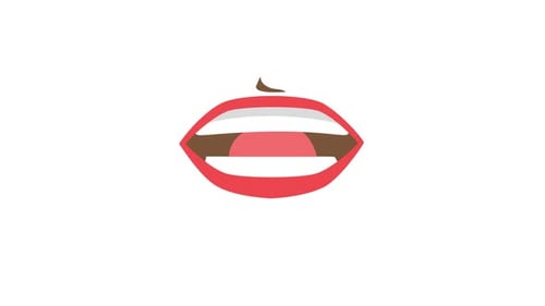 Fondo de animación de dibujos animados sobre la boca y la lengua