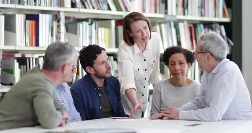 Business meeting in a well lit office space