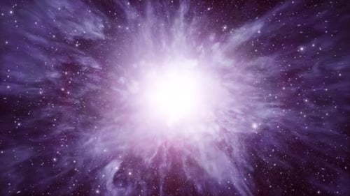 Der Weltraumnebel platzt mit violettem Licht