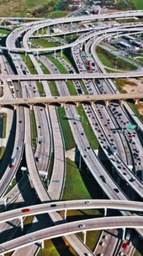 Aerial view of busy highways in Dallas