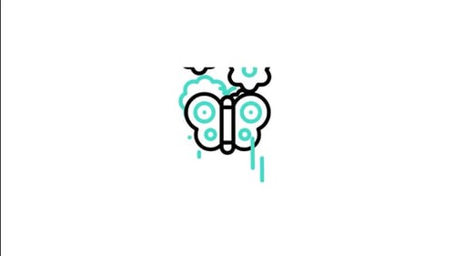 Flat Design Animated Butterfly and Flower Icon Reveal