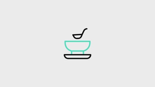 Minimalist Animated Icon of a Bowl with Spoon