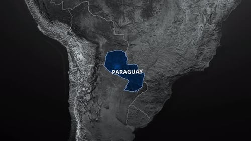 Paraguay Map Outline Reveal with Blue Fill and Country Name