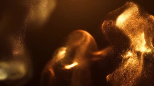 Abstract Golden Shimmering Particles Fluid Motion Background