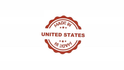 Made In United States Red Stamp Badge Reveal Animation