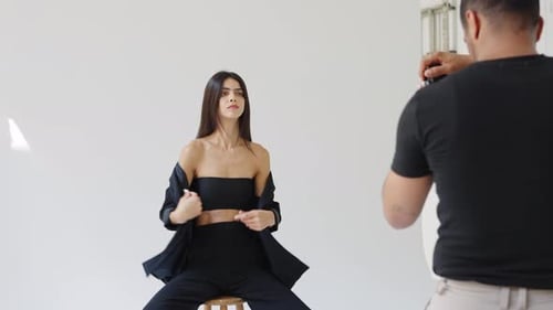 Woman Models in Studio Fashion Photo Shoot