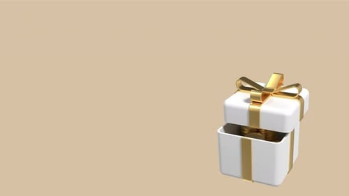 3D Gift Box Opening to Reveal Gold Coins