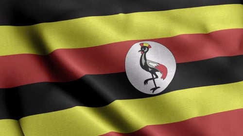 Waving Uganda National Flag Realistic Fabric Motion