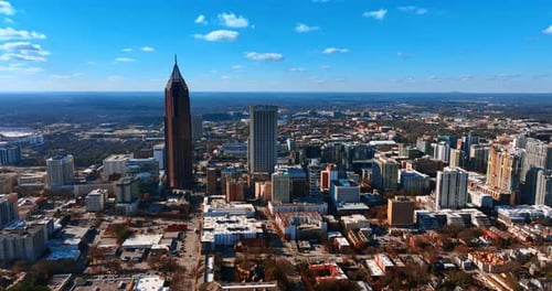 Two high-rise buildings standing out in the scenery of Atlanta, Georgia, the USA.